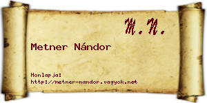 Metner Nándor névjegykártya